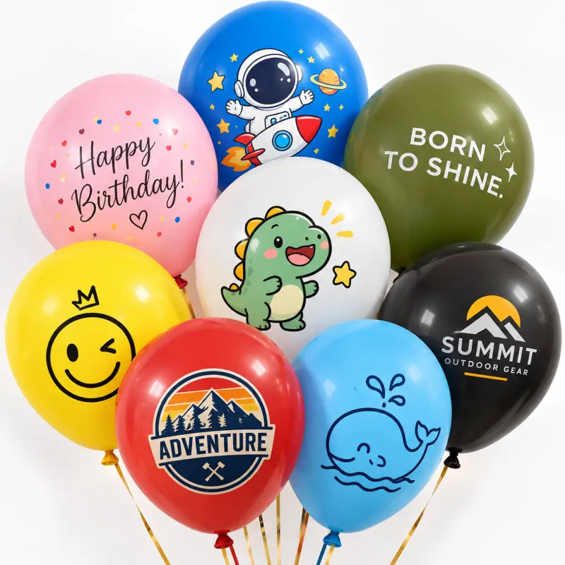 Belon Lateks Bercetak Tersuai MOQ untuk Reka Bentuk Logo Berbilang