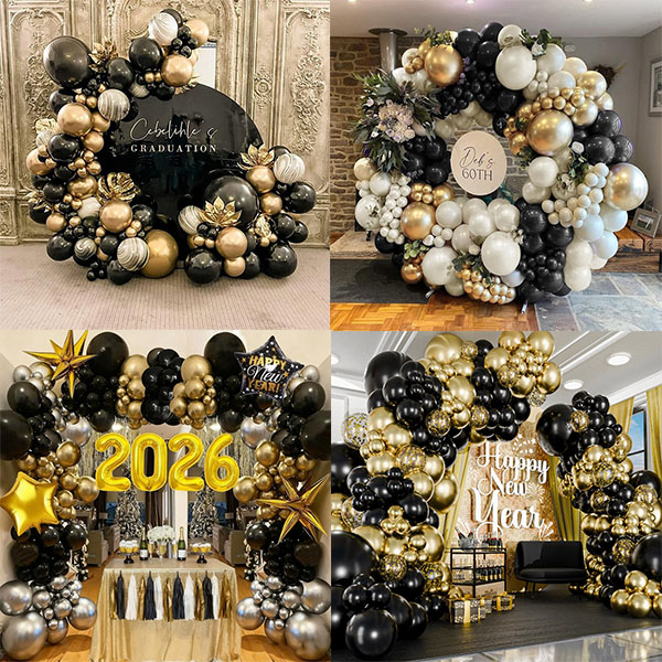 Set Garland Balloon Emas Hitam