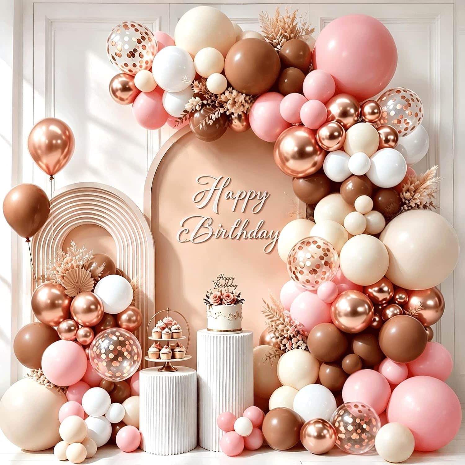 Kit Gerbang Garland Belon Mawar Emas Berdebu