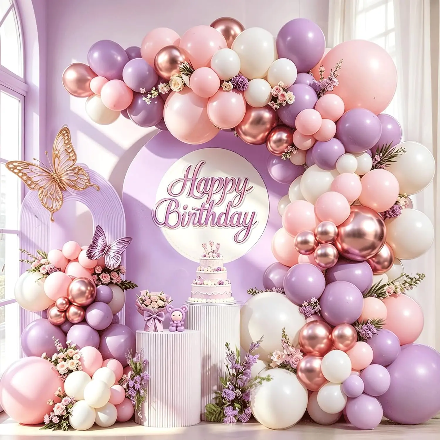 Kit Gerbang Garland Belon Merah Jambu Ungu Putih