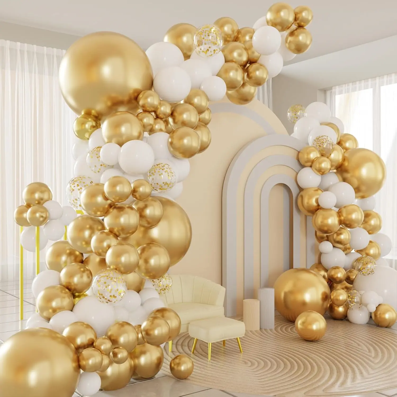 Kit Gerbang Garland Belon Emas Putih